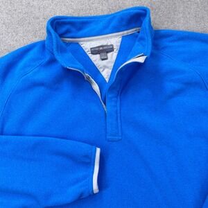 Peter Millar 1/4 Zip Warmth All Day Fleece Pullover Mens Large Blue Golf Preppy